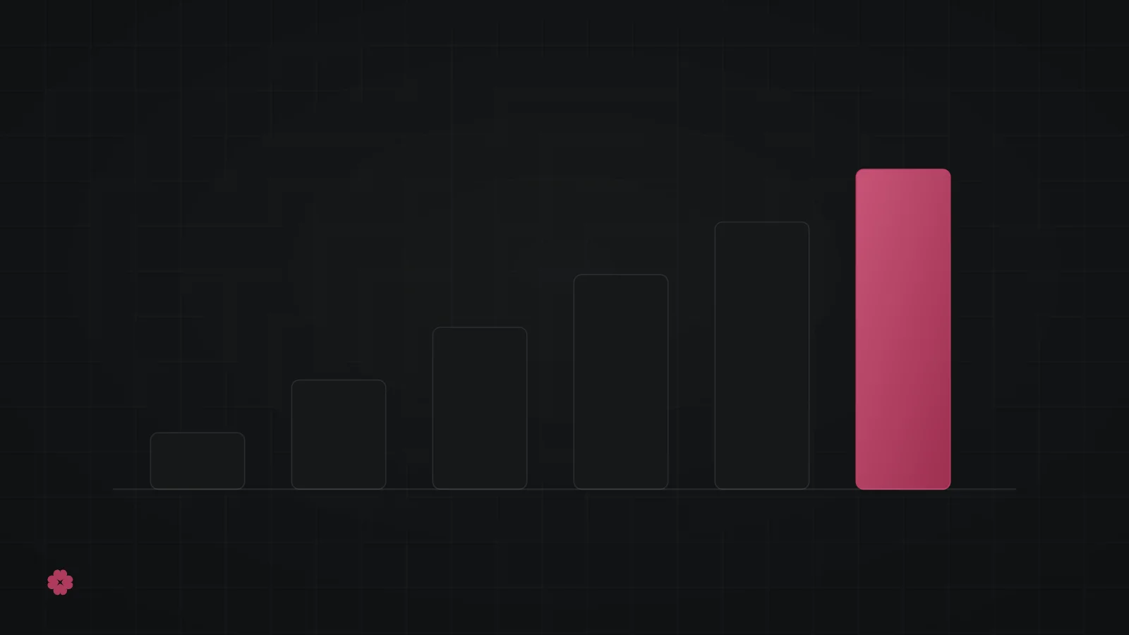 Abstract ascending step bars motif in raspberry on graphite